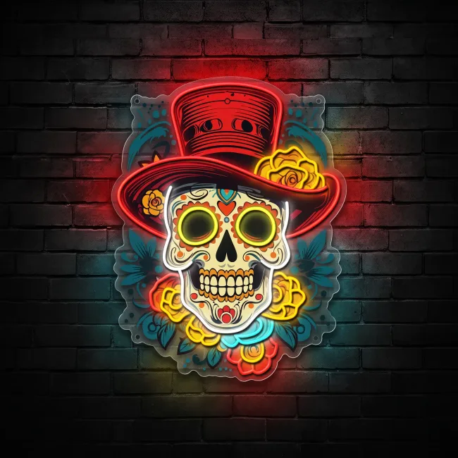 Day of the Dead Sugar Skull Neon Sign